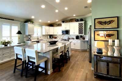 light, bright, and sellable, Stoney Brook model kitchen.